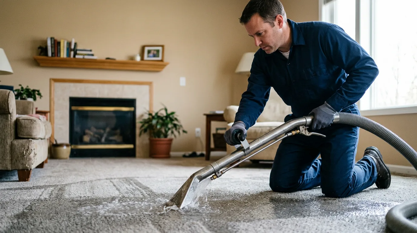 Water damage restoration technician working near Devon, PA